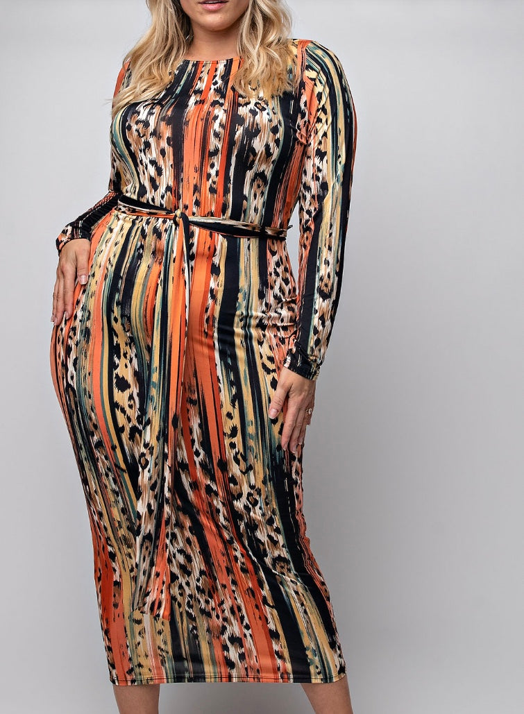 Ashanti Multi-Printed Midi Dress