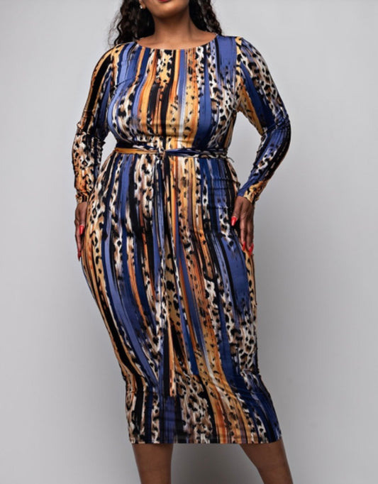 Ashanti Multi-Printed Midi Dress