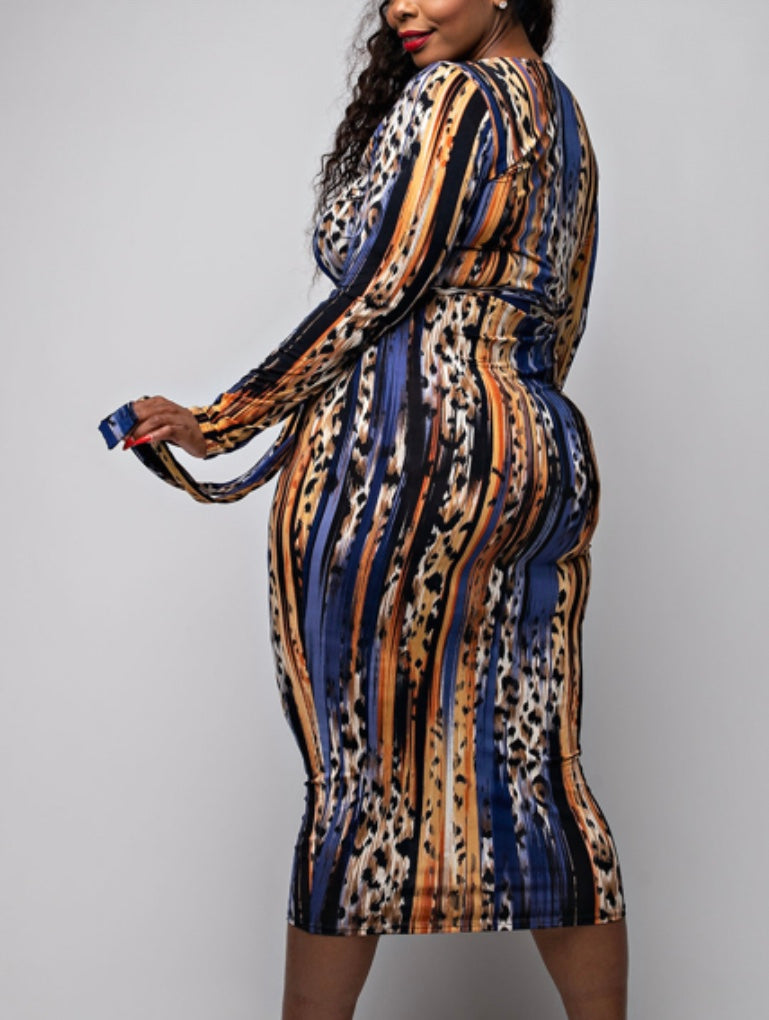 Ashanti Multi-Printed Midi Dress