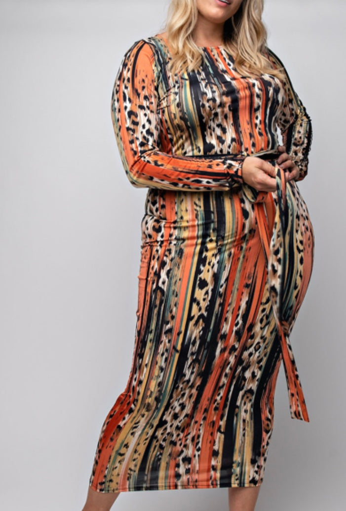 Ashanti Multi-Printed Midi Dress