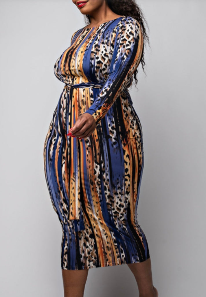 Ashanti Multi-Printed Midi Dress