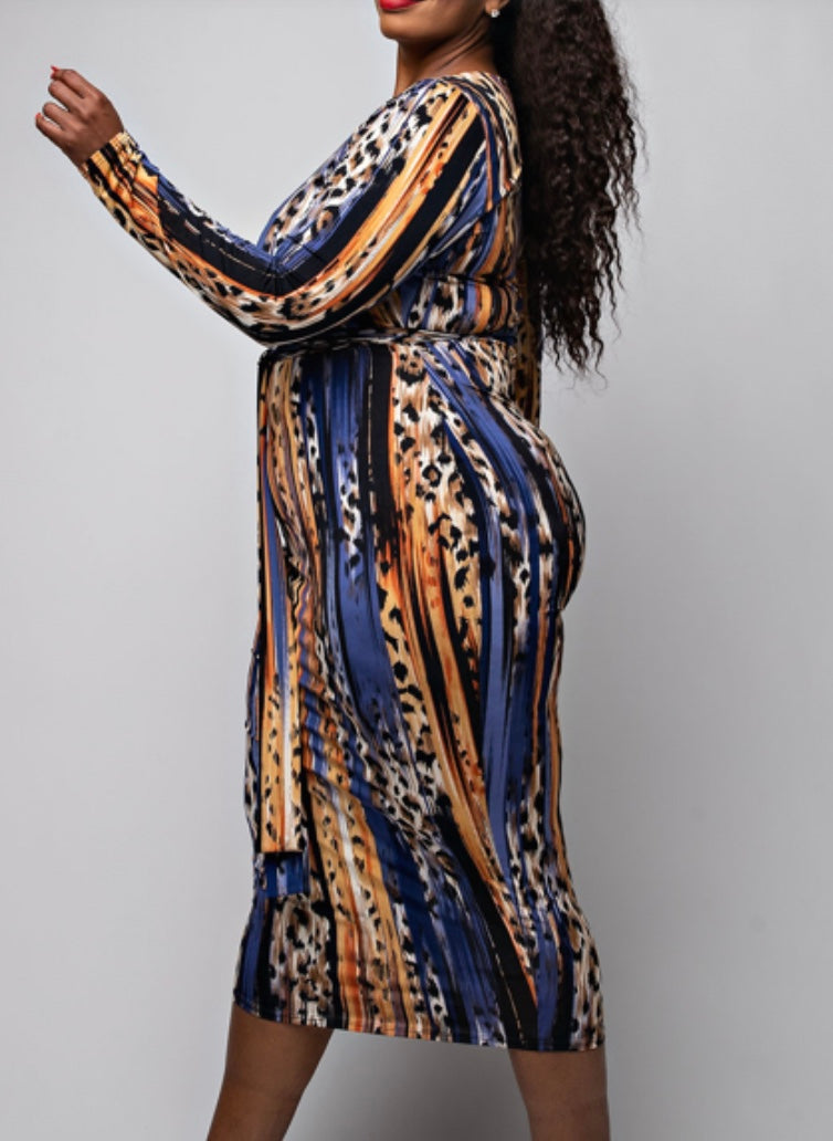 Ashanti Multi-Printed Midi Dress