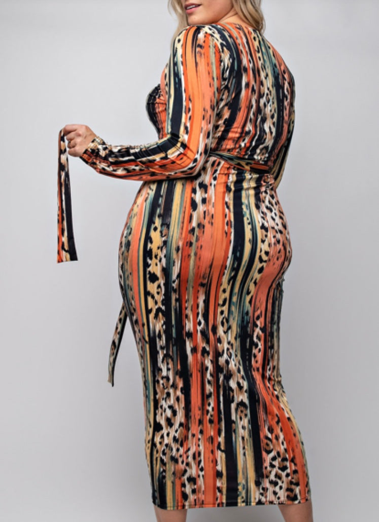 Ashanti Multi-Printed Midi Dress