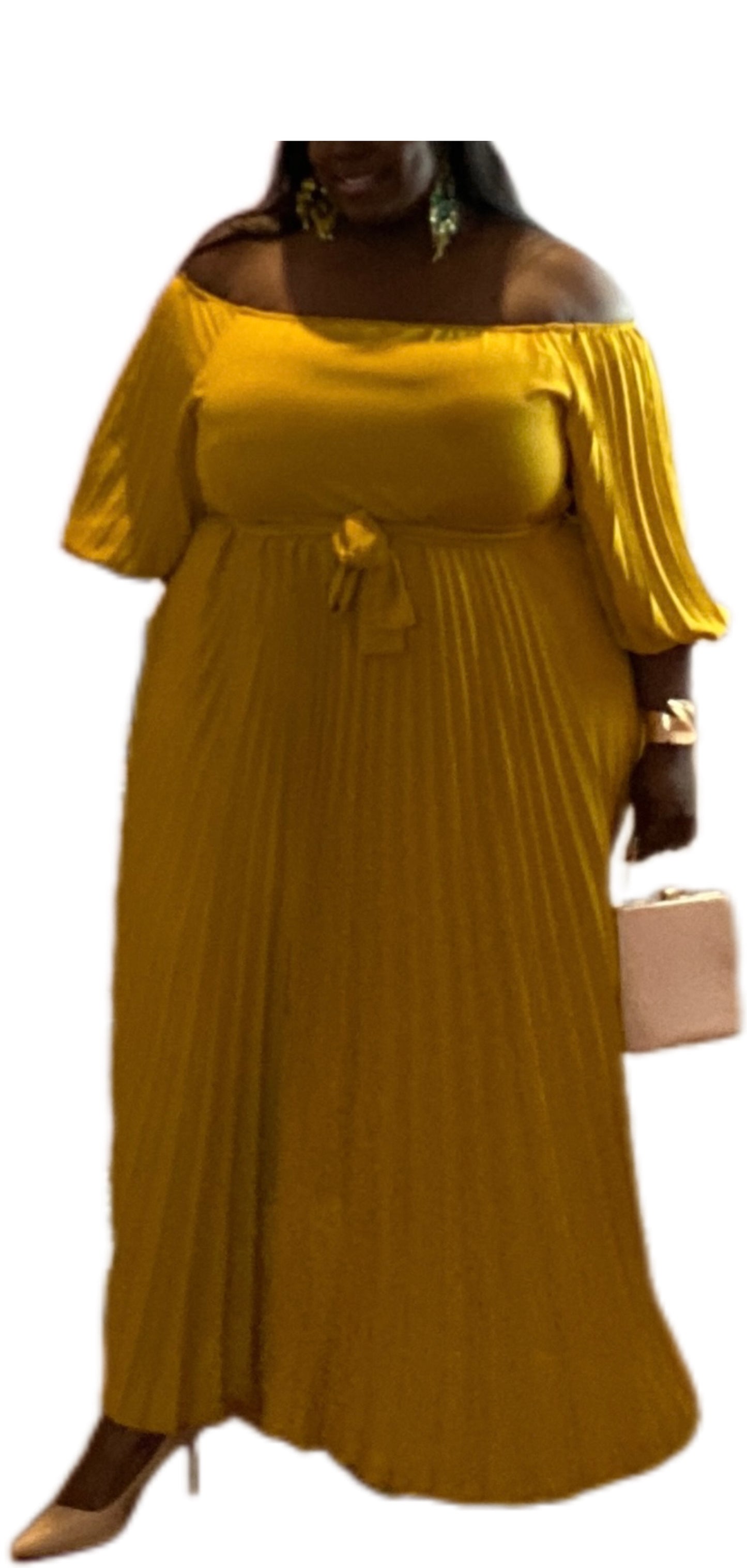 Yellow Pleated Maxi Dress