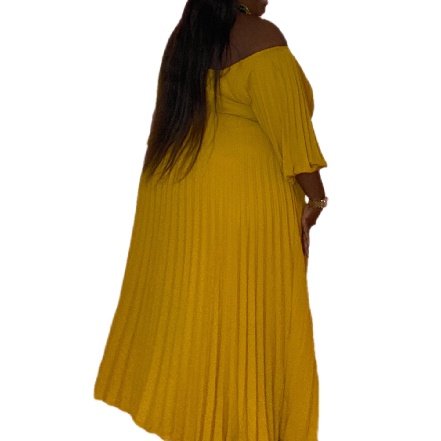 Yellow Pleated Maxi Dress