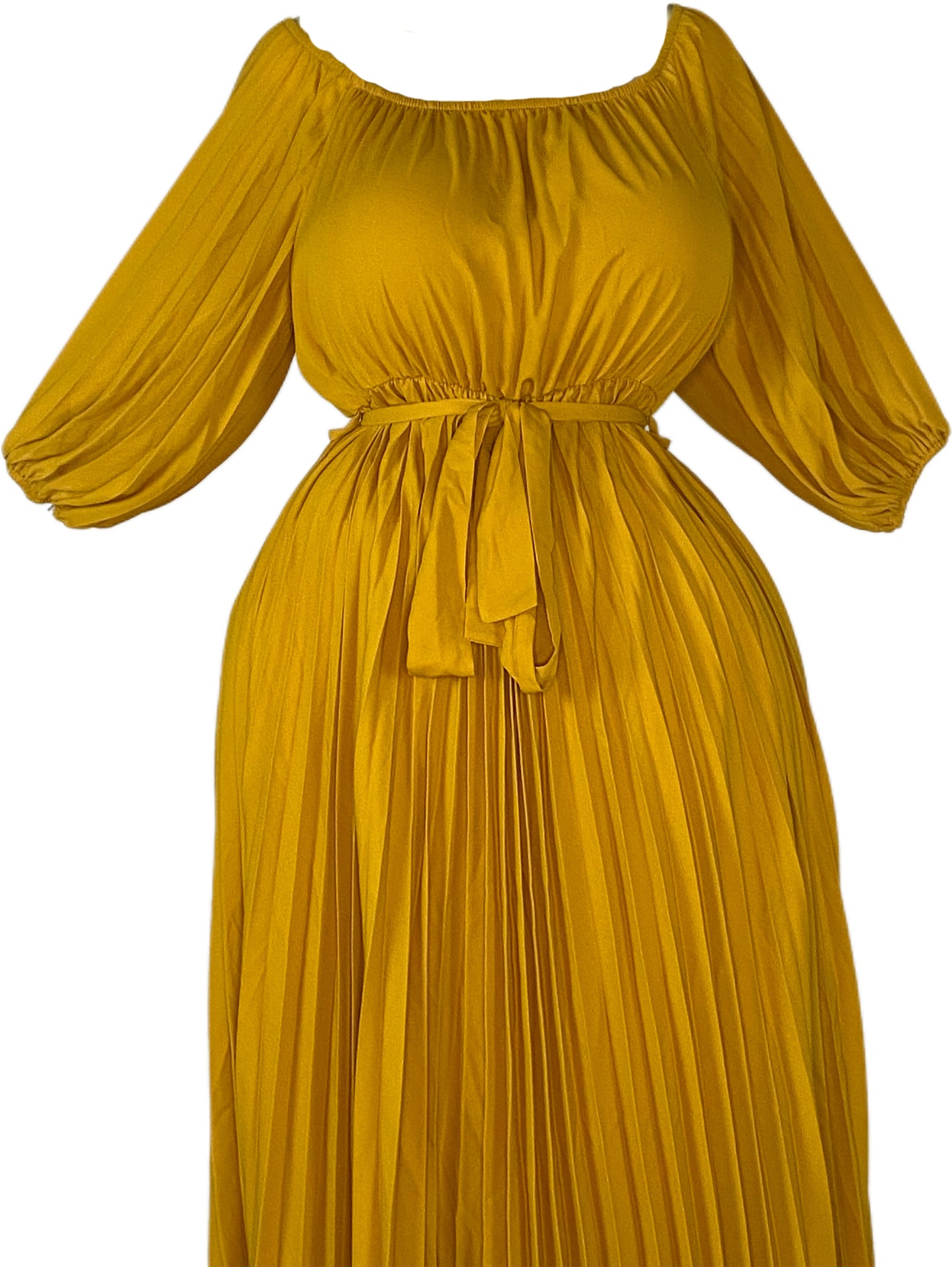 Yellow Pleated Maxi Dress