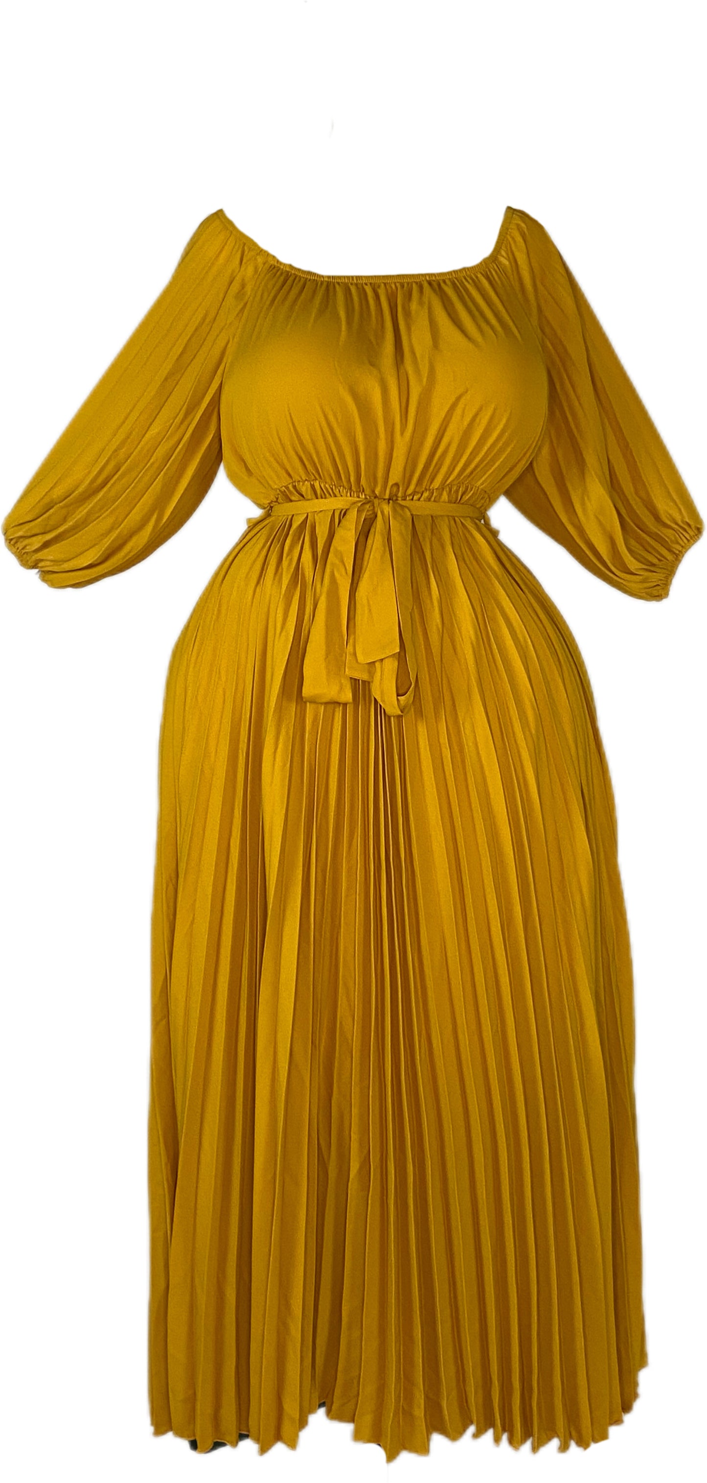 Yellow Pleated Maxi Dress