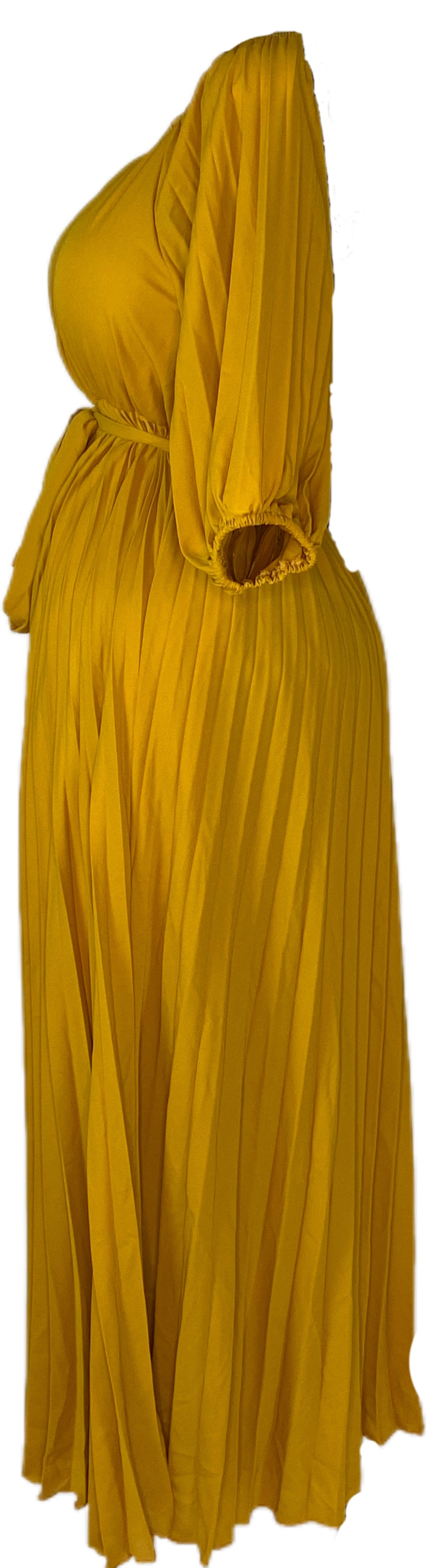 Yellow Pleated Maxi Dress