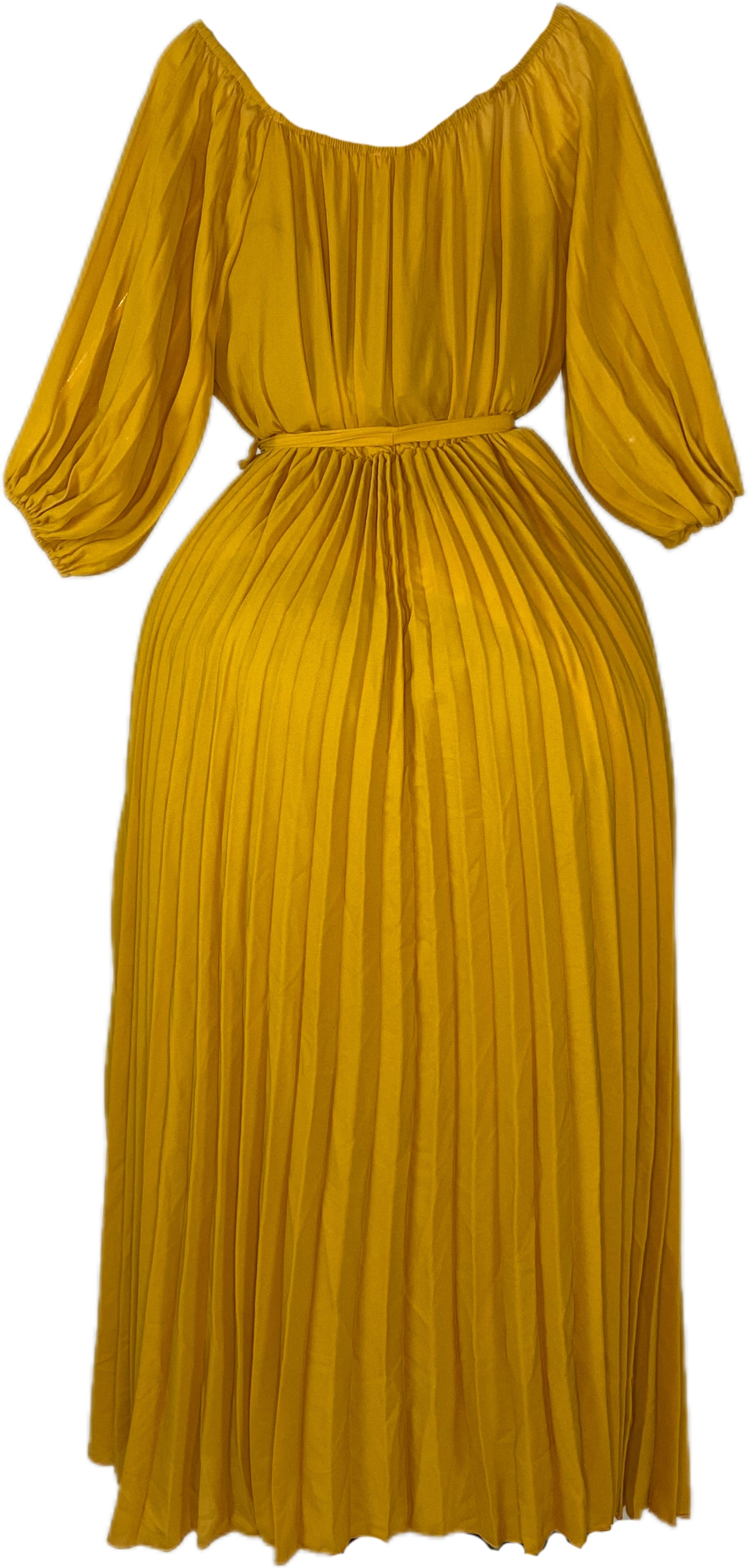 Yellow Pleated Maxi Dress