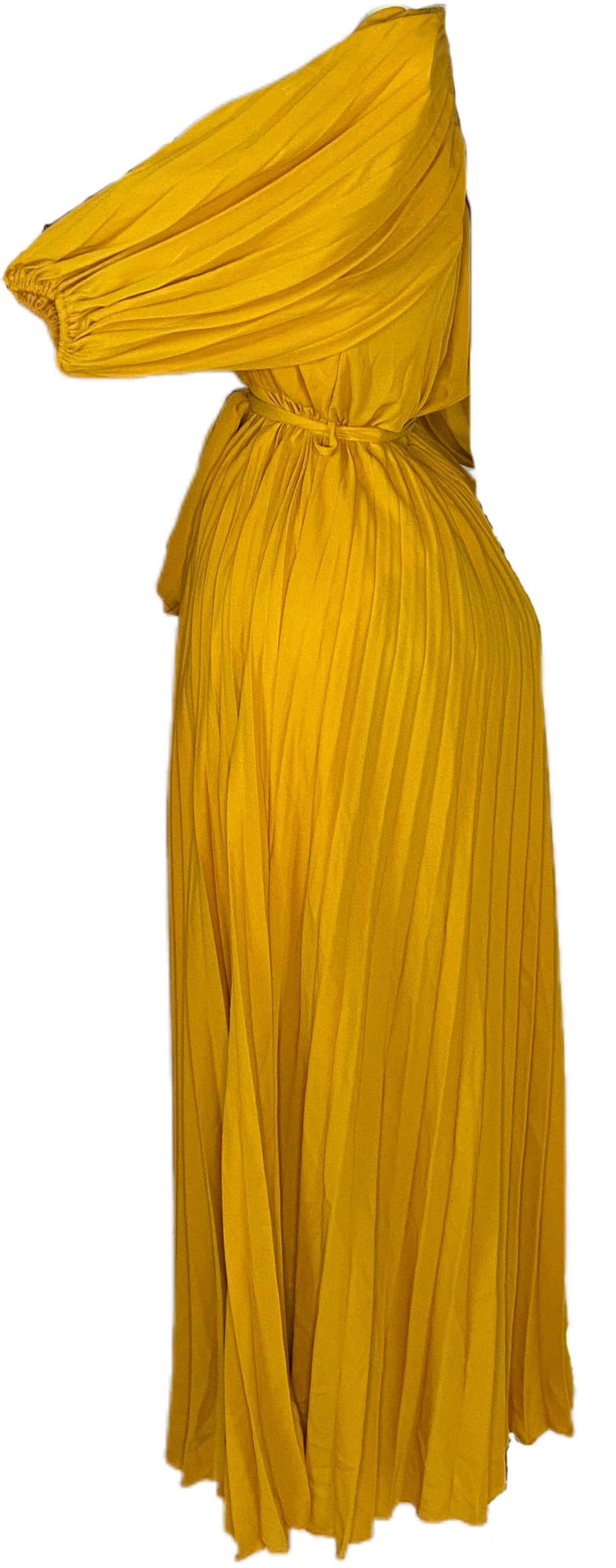 Yellow Pleated Maxi Dress