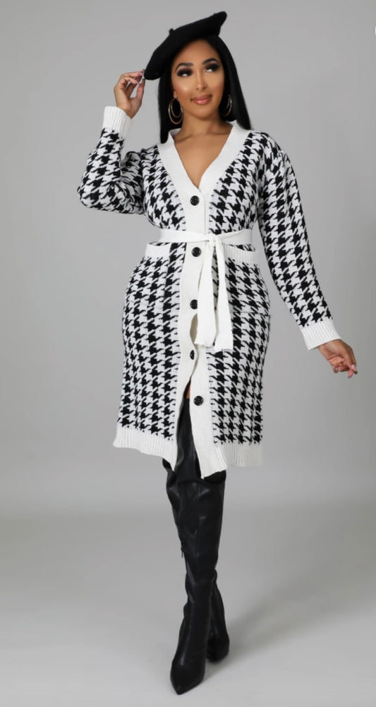 Taryn Houndstooth Cardigan