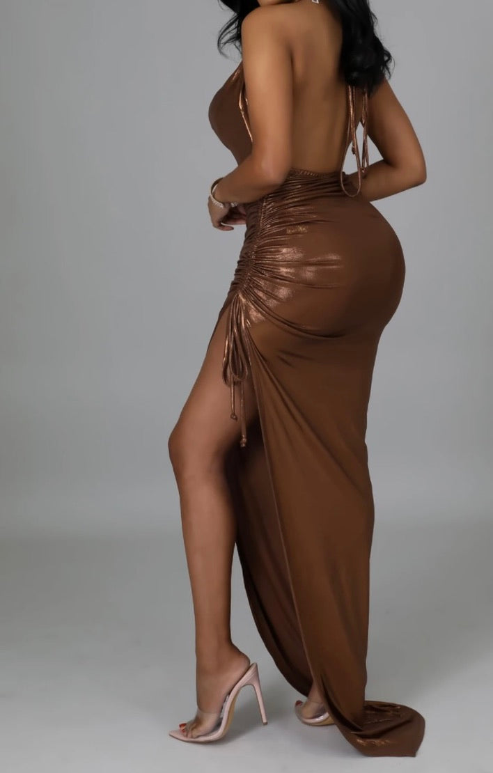 Gia Bronze Haultered Dress